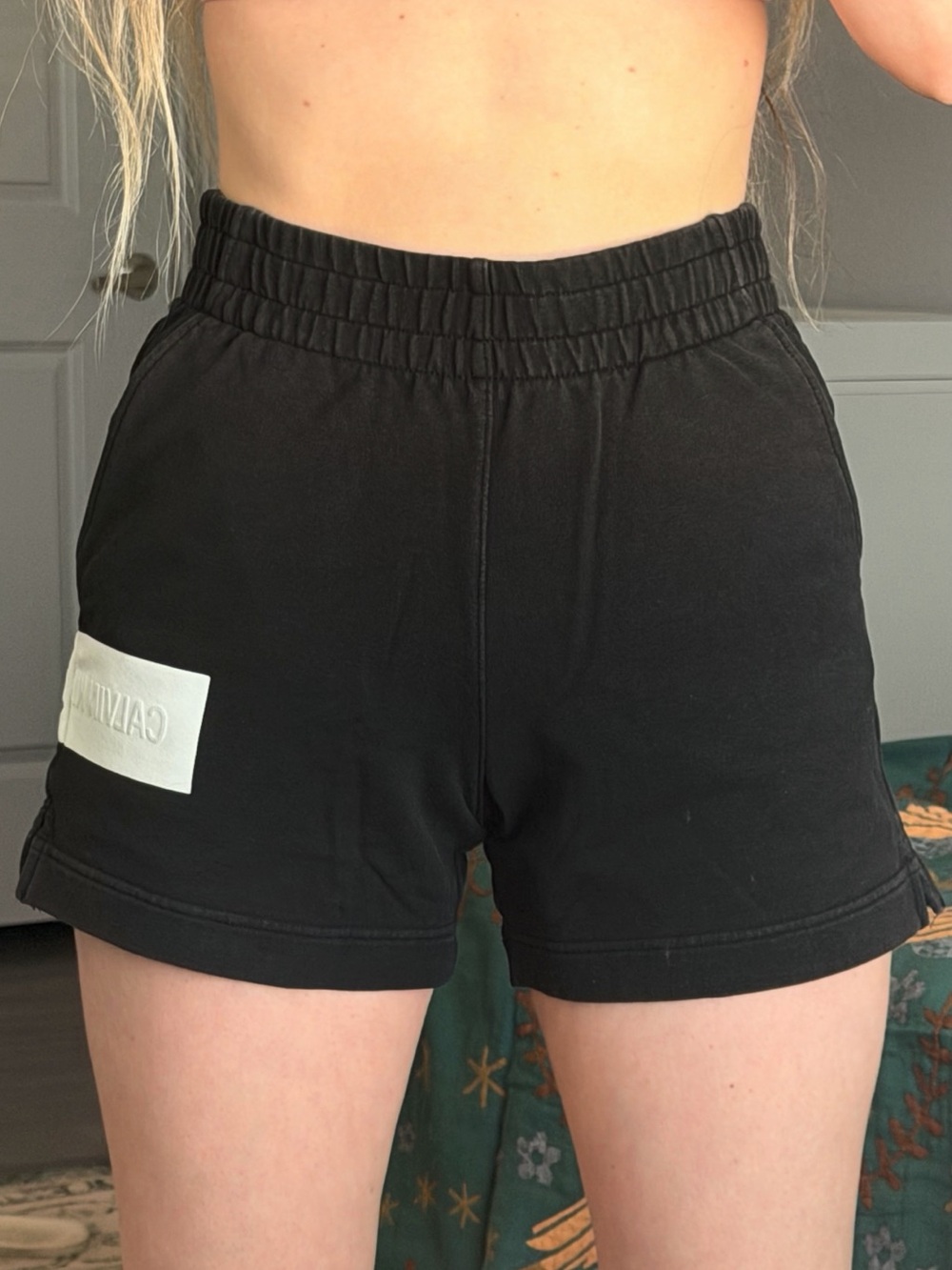 Calvin Klein Jeans Black High-Waist Athletic Shorts